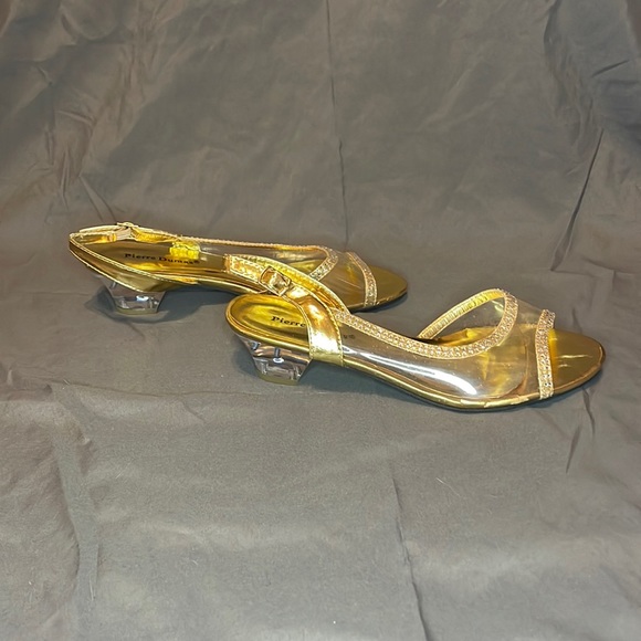 Size 7.5 Women’s Pierre Dumas Gold and Clear Heels - Picture 3 of 6